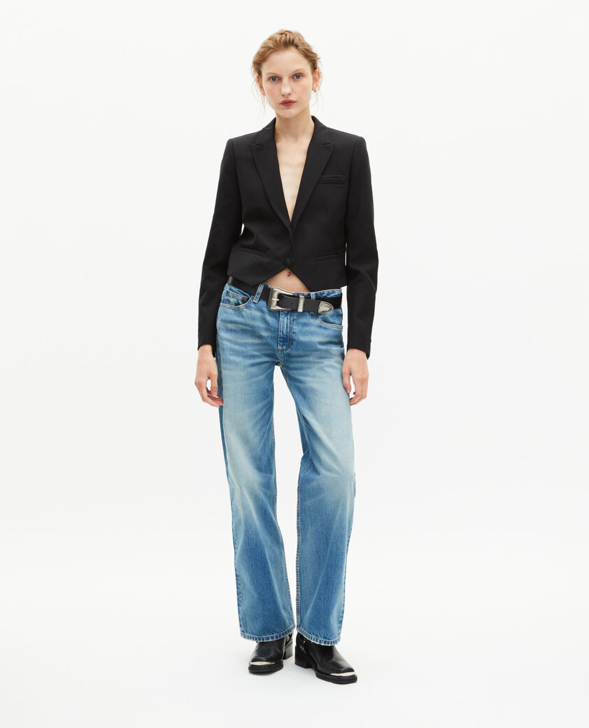 The Kooples WOMEN BLACK short asymmetrical black jacket