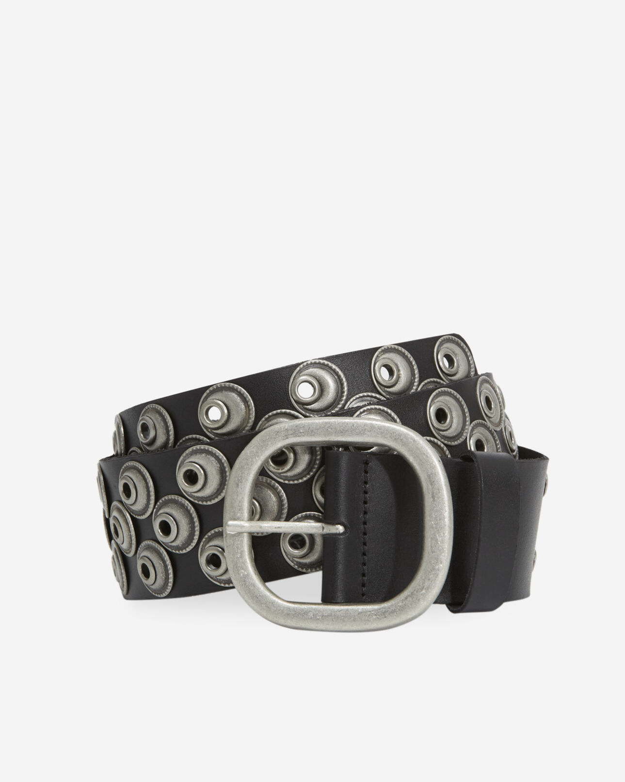 The Kooples WOMEN BLACK smooth leather belt
