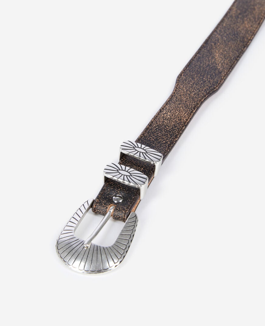The Kooples FEMME BROWN ceinture fine en cuir marron
