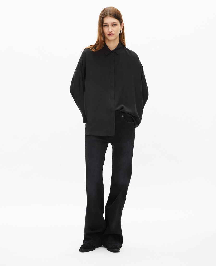 The Kooples WOMEN BLACK loose black washed silk shirt