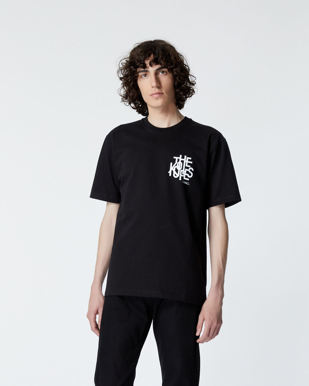 The Kooples MEN BLACK cotton black t-shirt with logo tangled up