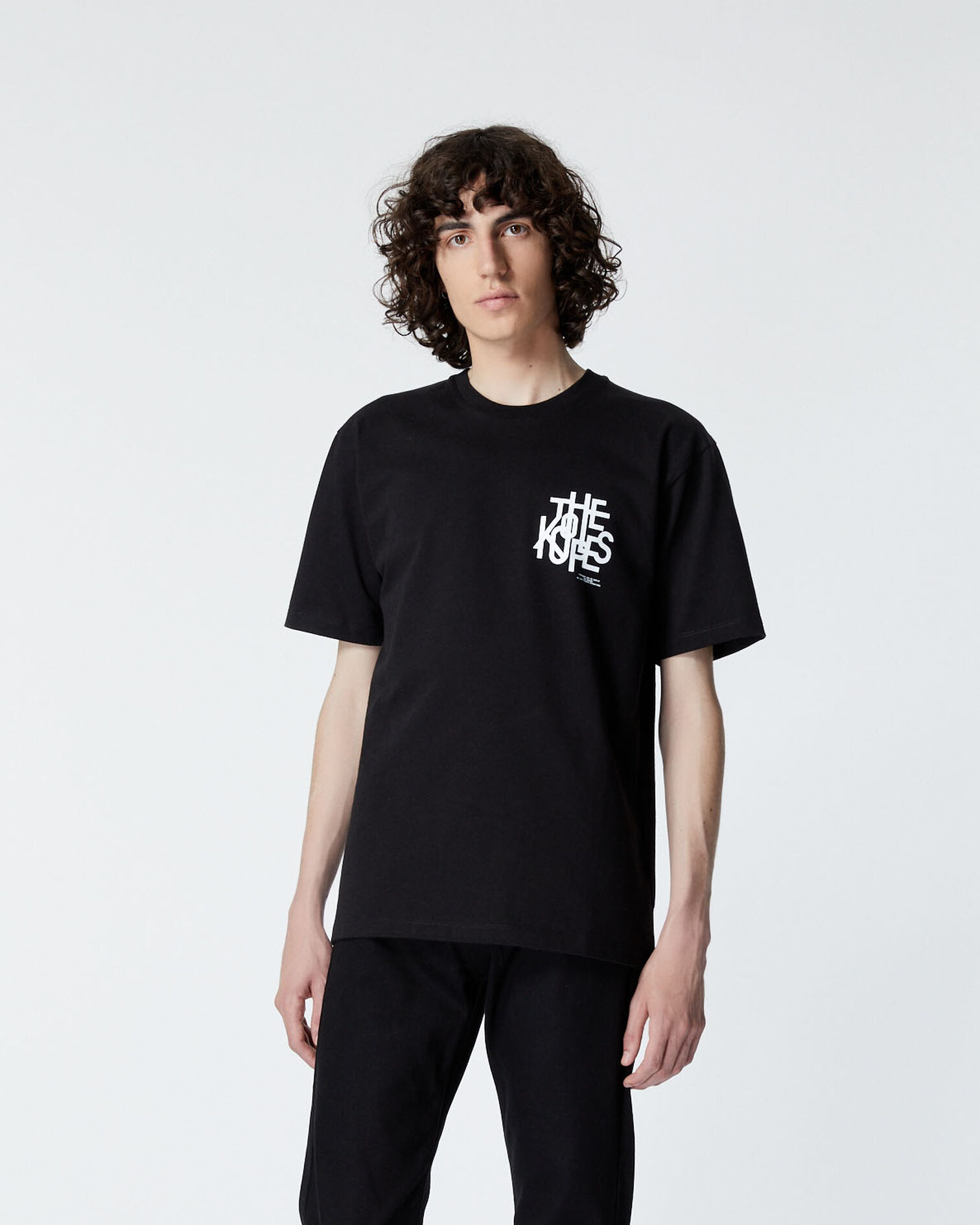 Cotton black T-shirt with logo tangled up, BLACK, hi-res image number null