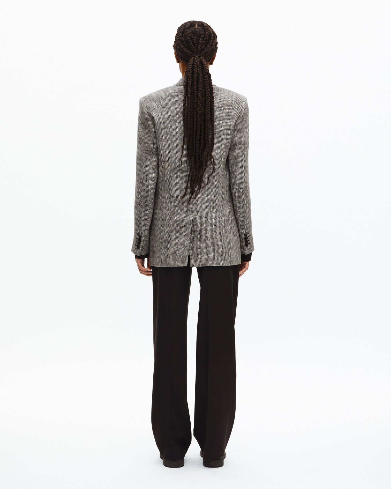 Grey wool and linen tailored jacket, GREY, hi-res image number null