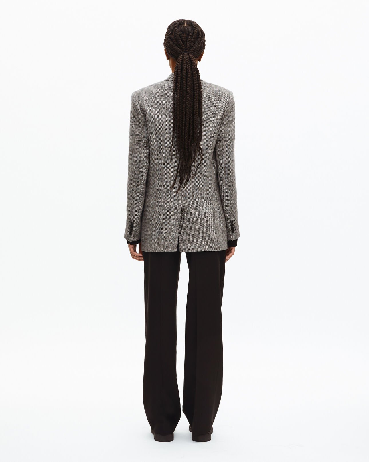 The Kooples WOMEN GREY grey wool and linen tailored jacket