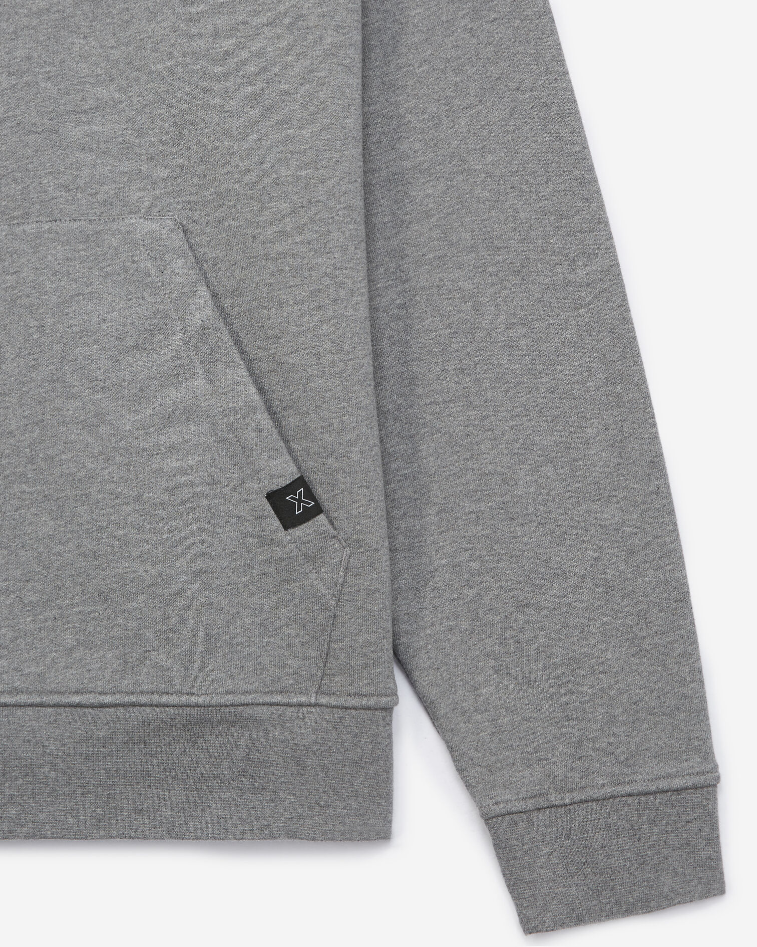 Sweat coton gris chiné capuche et logo, GREY MELANGE, hi-res image number null