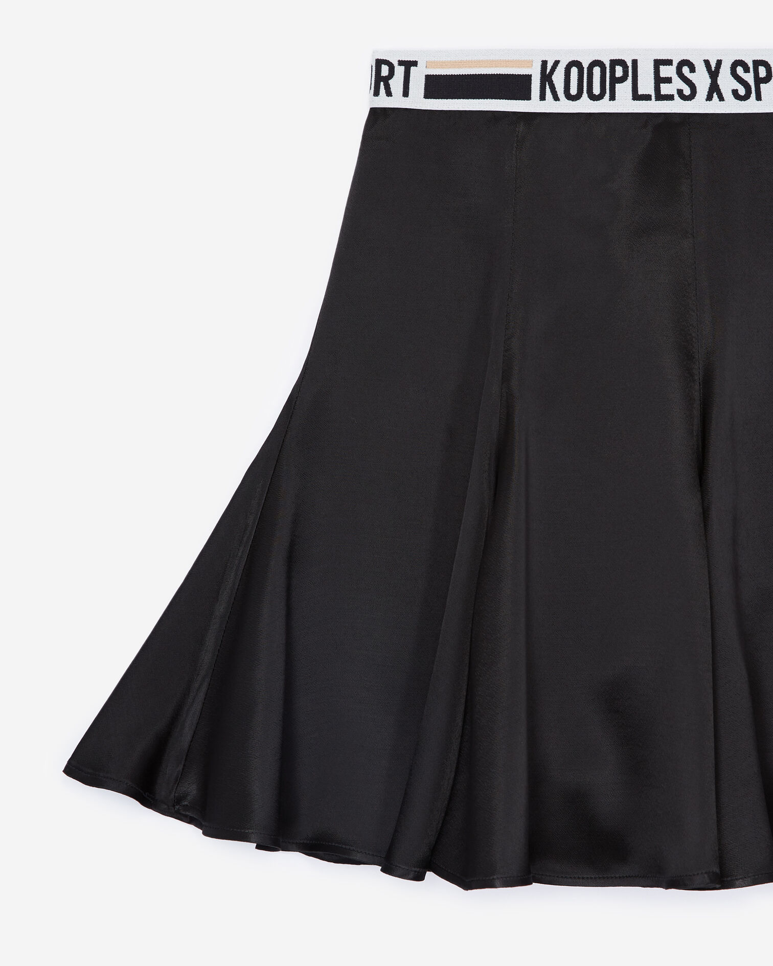 Flowing black skater skirt with logo band, BLACK, hi-res image number null