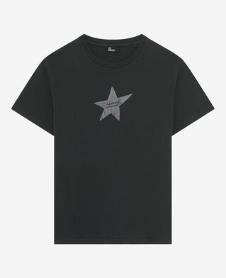 The Kooples WOMEN BLACK WASHED t-shirt with black screen print