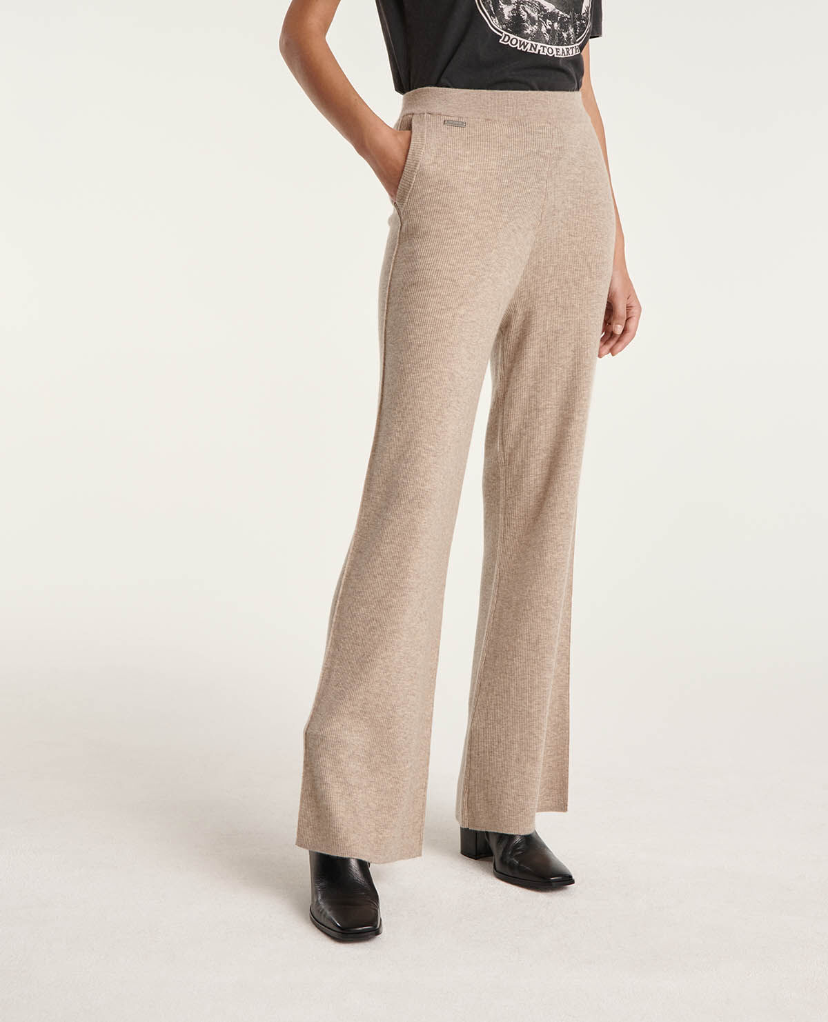 Pantalon ample beige laine et cachemire The Kooples
