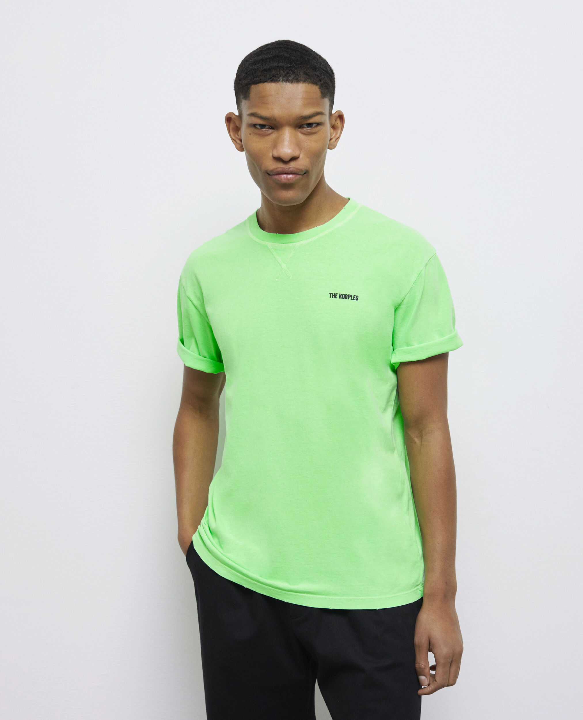Neongrünes T-Shirt Herren mit Logo, VERT FLUO, hi-res image number null