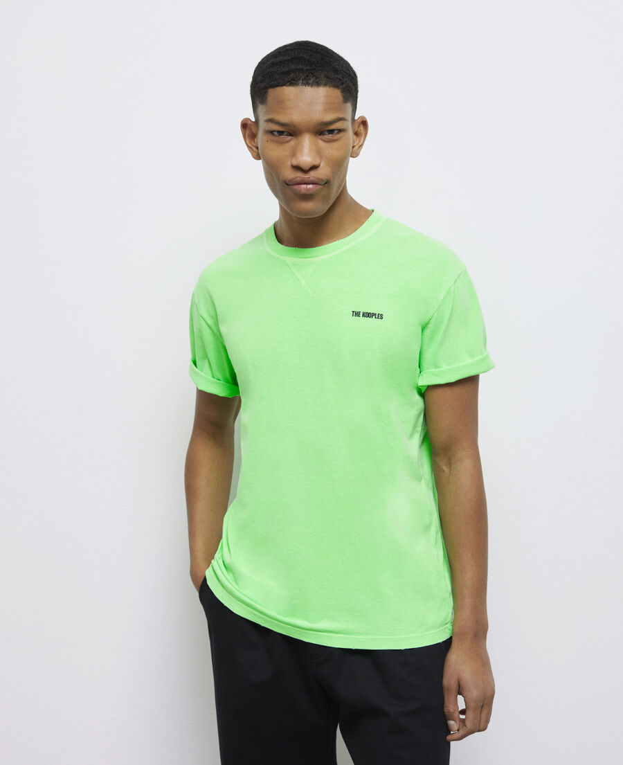 camiseta verde fluorescente logotipo para hombre