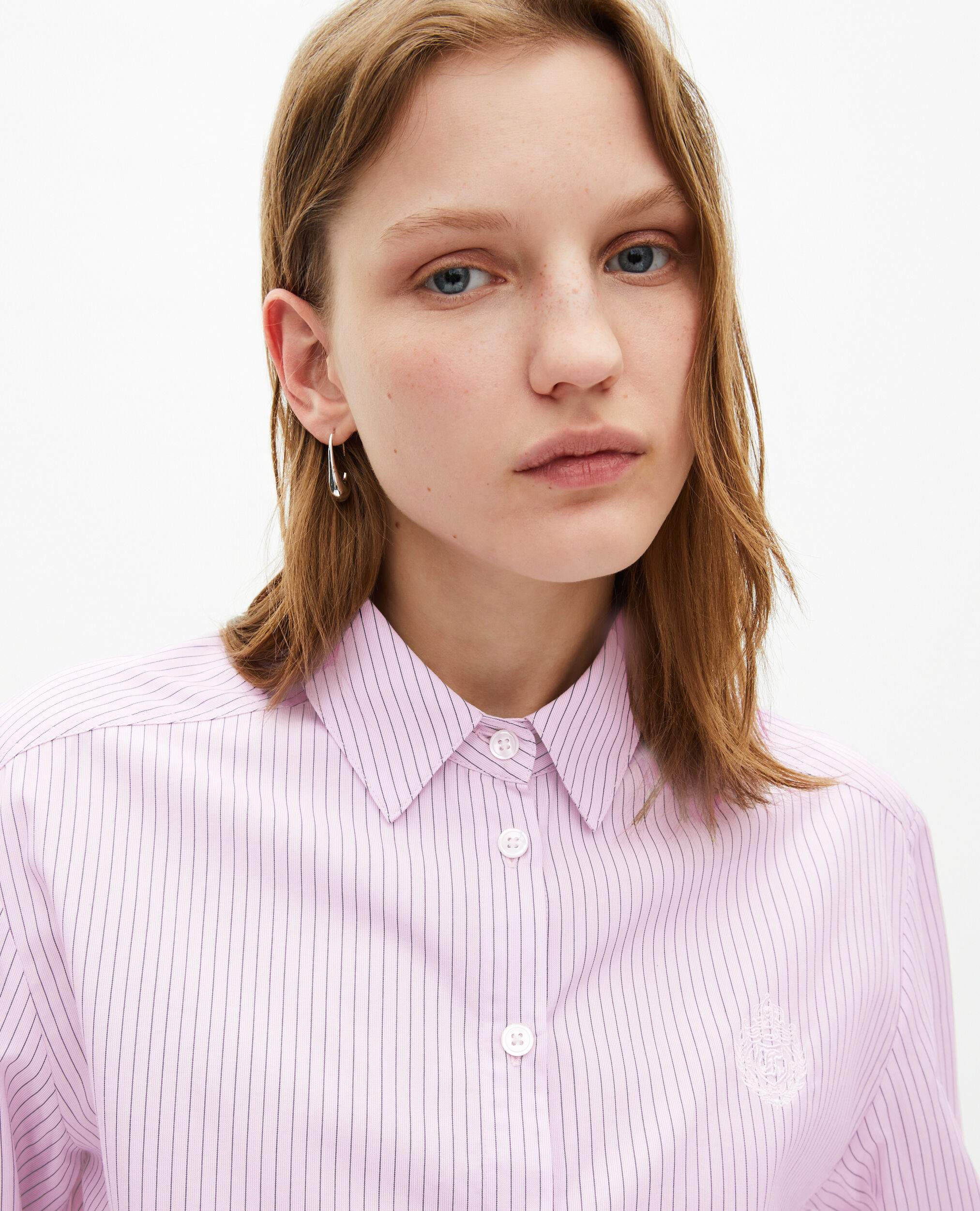 Pink poplin striped shirt, PINK BLACK, hi-res image number null