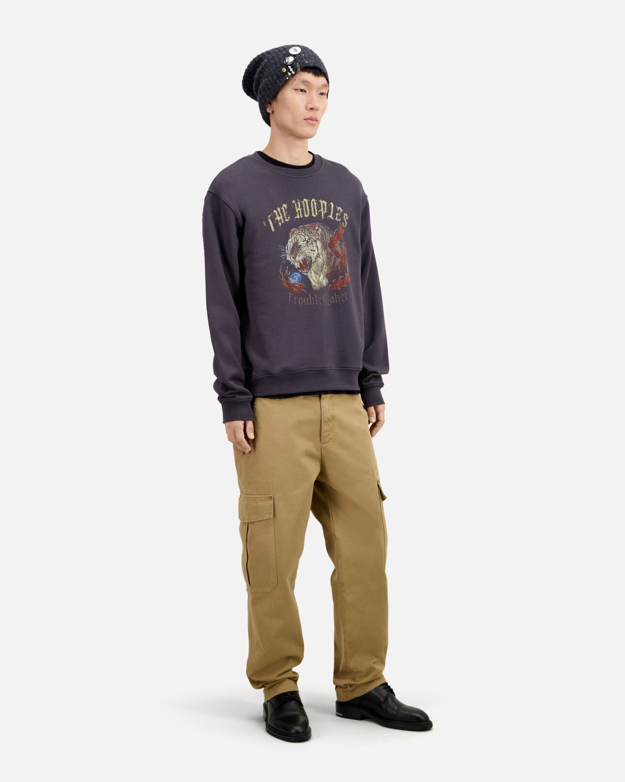 The Kooples MEN NIGHT BLUE blue sweatshirt with fire tiger serigraphy
