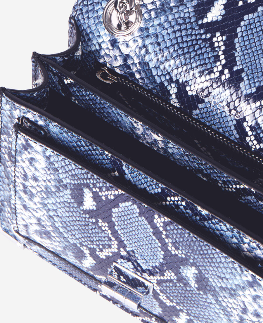 sac emily chaîne en cuir effet python bleu