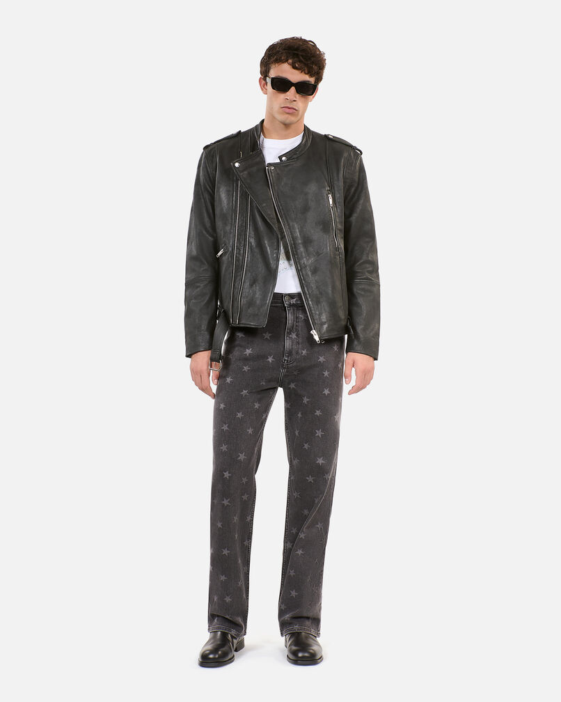 The Kooples HERREN BLACK WASHED jeans mit geradem bein und sterne-print
