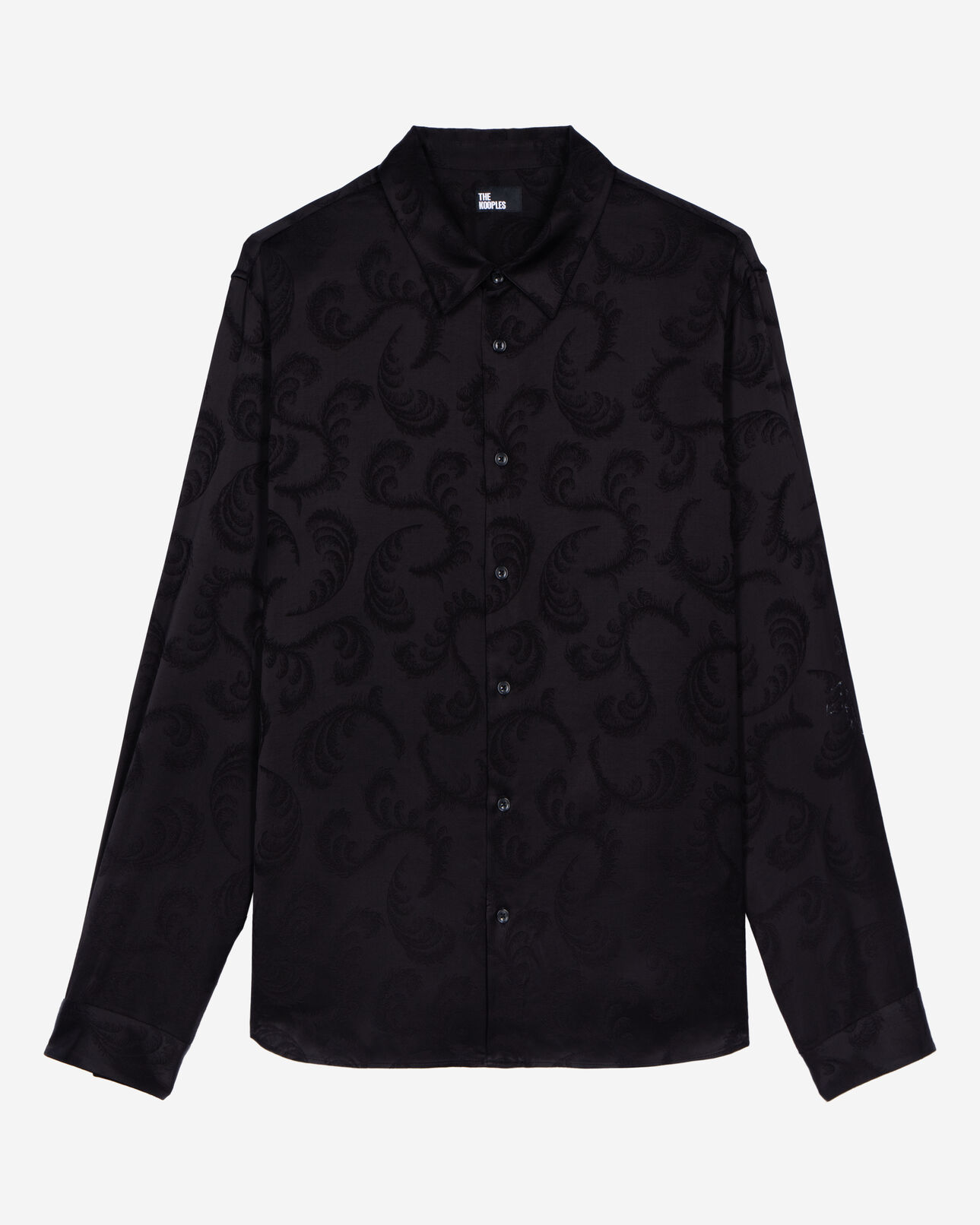The Kooples HOMME BLACK chemise jacquard plumes noire