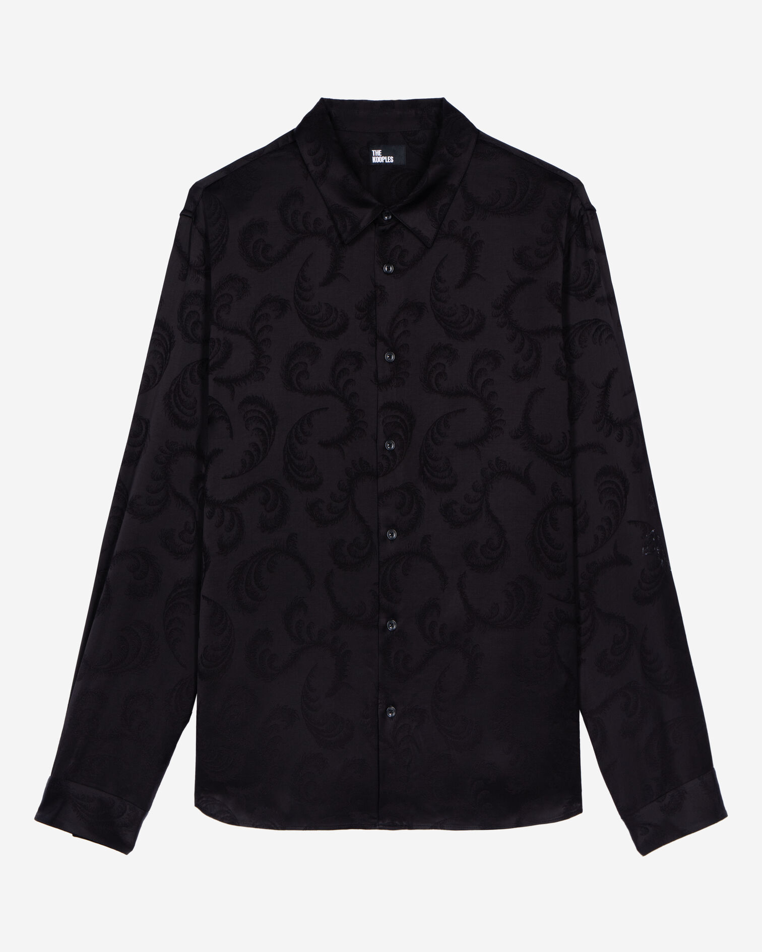 Chemise jacquard plumes noire, BLACK, hi-res image number null