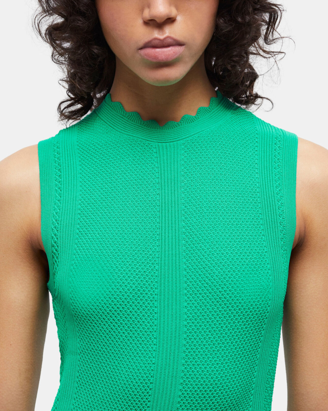 The Kooples DAMEN GREEN langes, grünes strickkleid mit ajour-details
