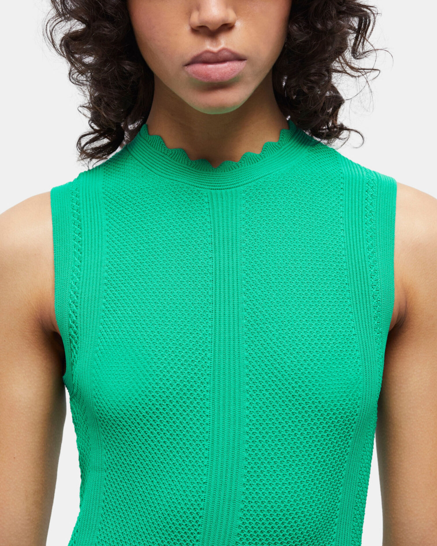 Langes, grünes Strickkleid mit Ajour-Details, GREEN, hi-res image number null