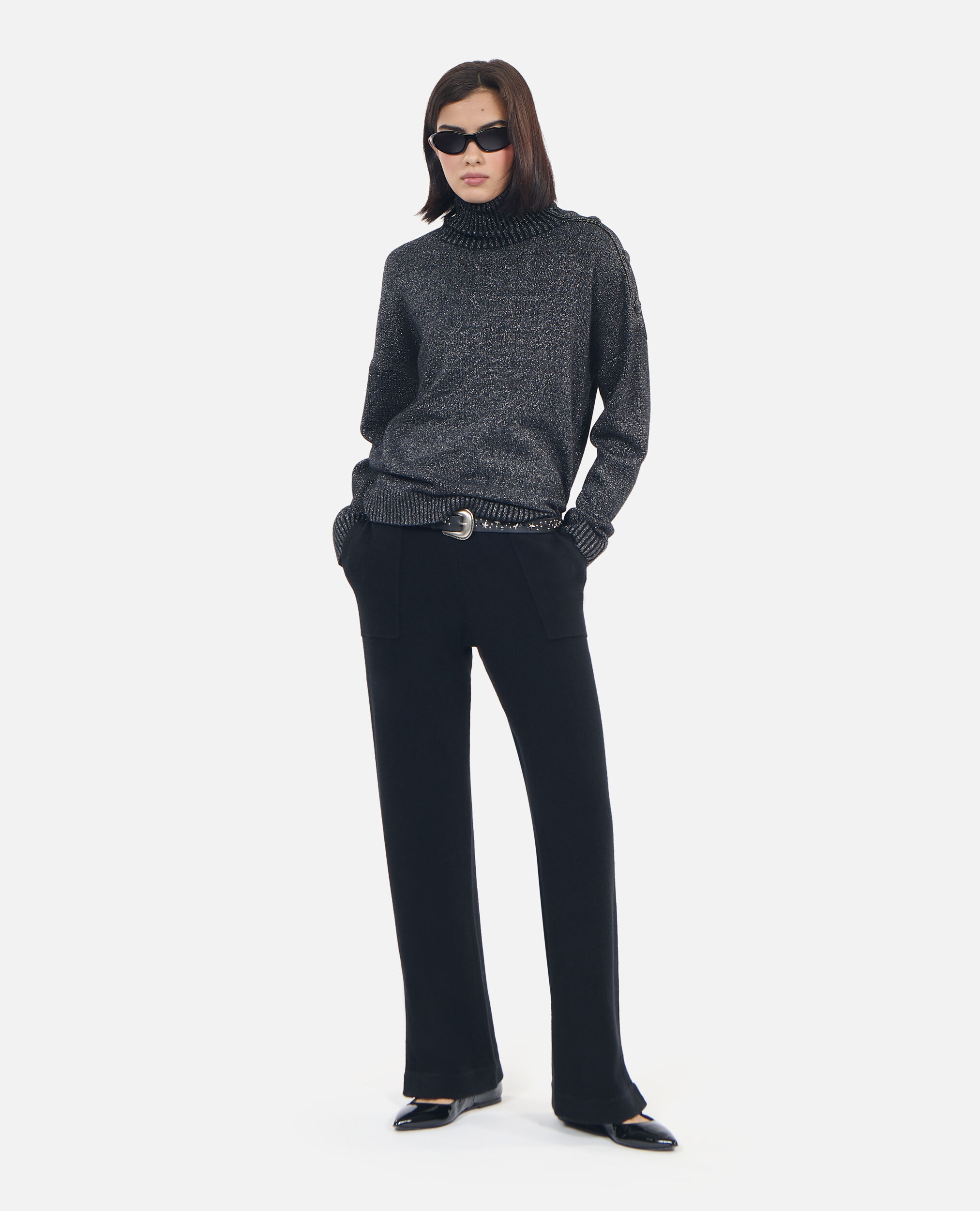 Black wool and cashmere sweater