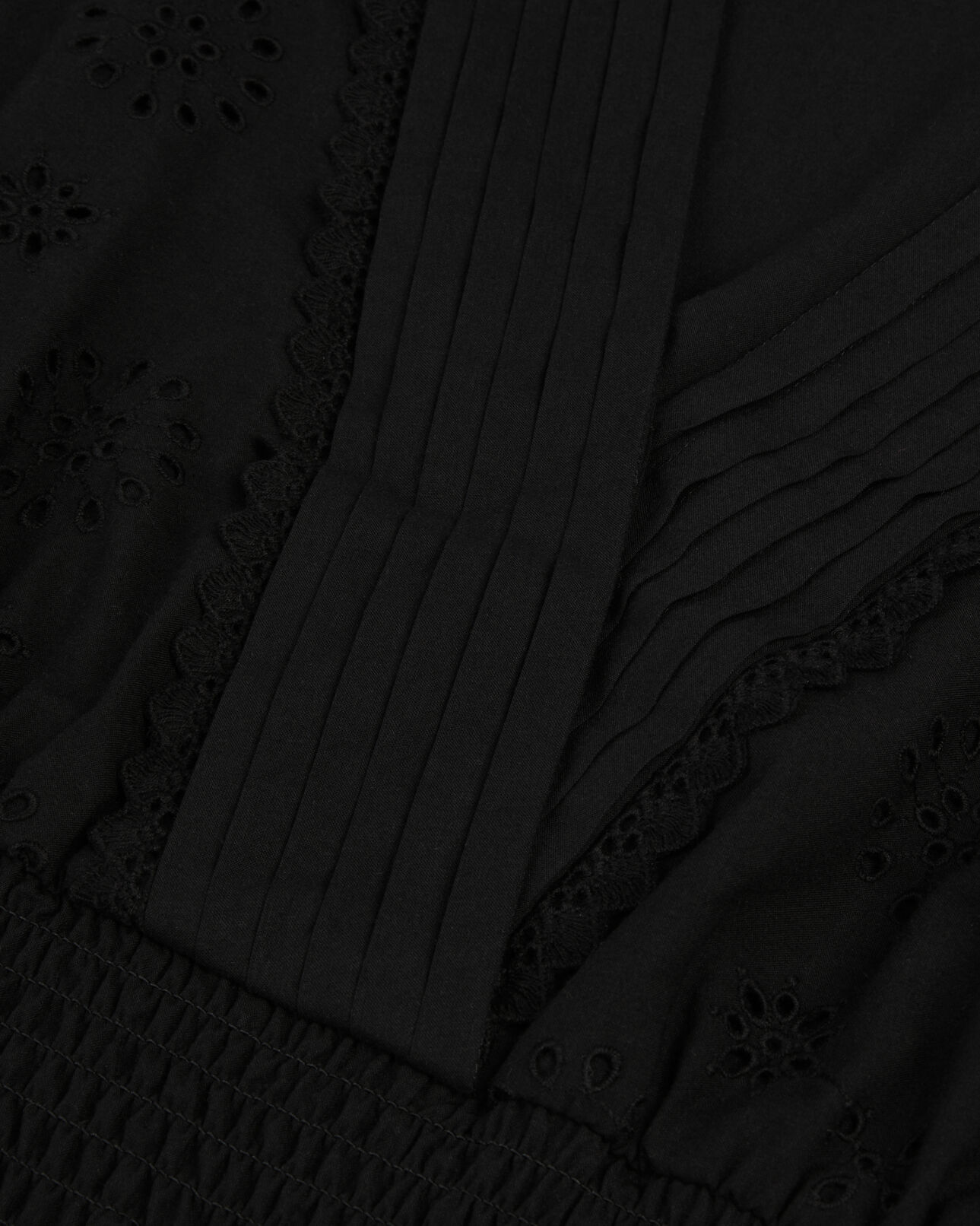The Kooples WOMEN BLACK black short top in english embroidery