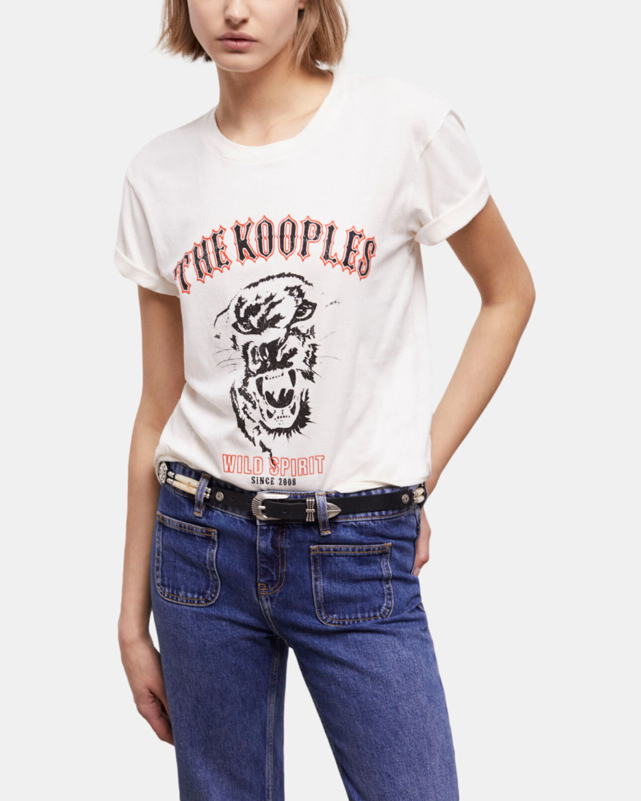 The Kooples FEMME ECRU ceinture fine en cuir blanche