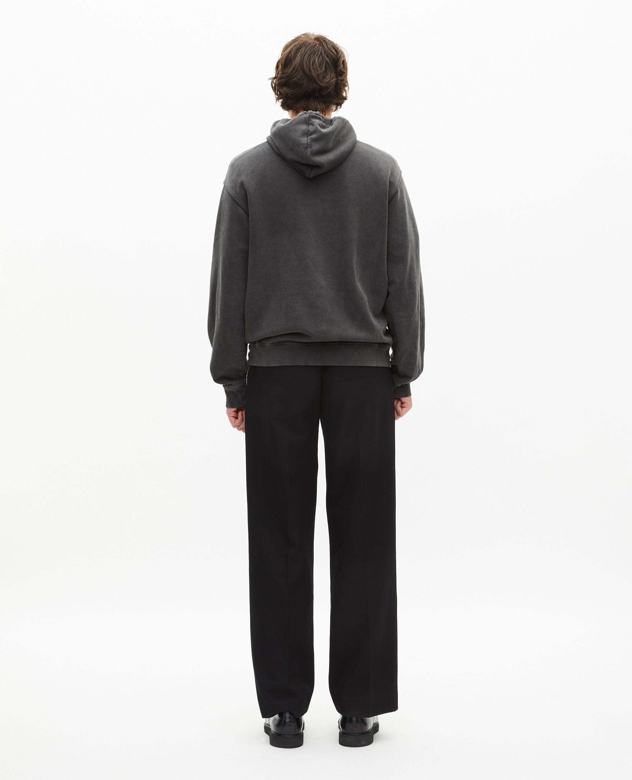 Sweatshirt à capuche et sérigraphie noir, BLACK WASHED, hi-res image number null