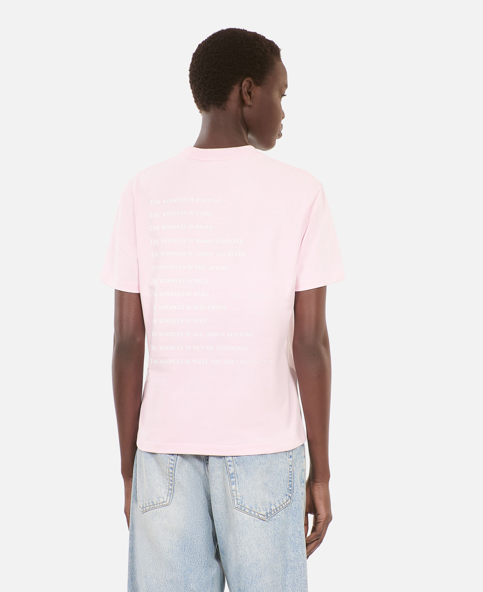 The Kooples DAMEN PALE PINK rosa t-shirt mit what is-schriftzug