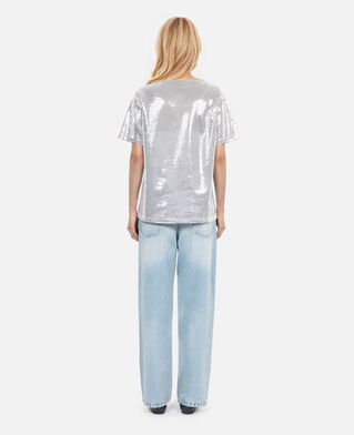 The Kooples WOMEN SEQUINS silver sequined t-shirt