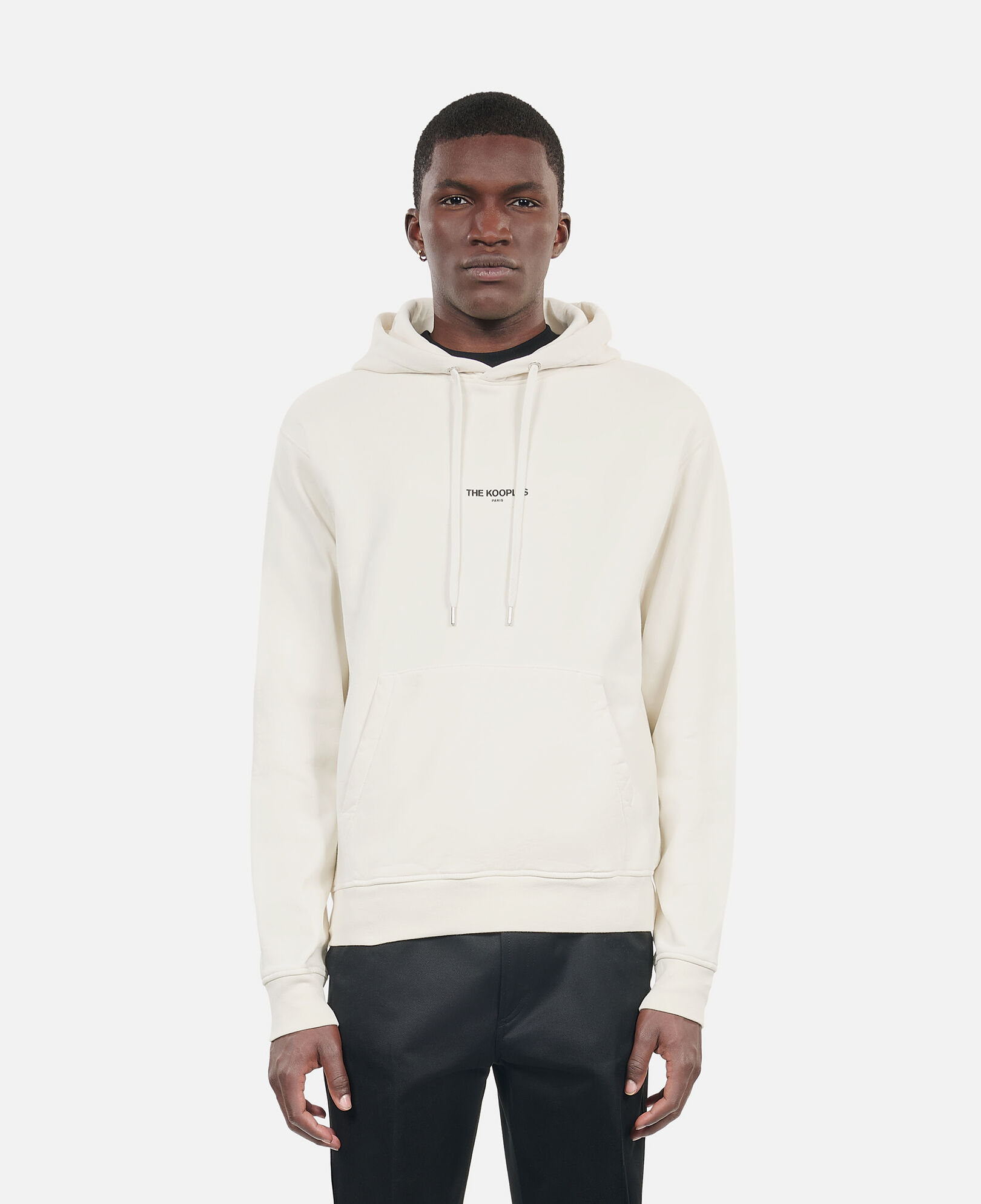 The Kooples MEN OFF WHITE black logo hoodie