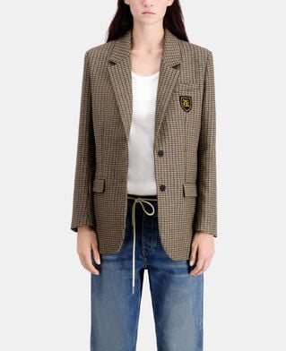 The Kooples DAMEN BEIGE-BROWN brauner blazer mit karomuster