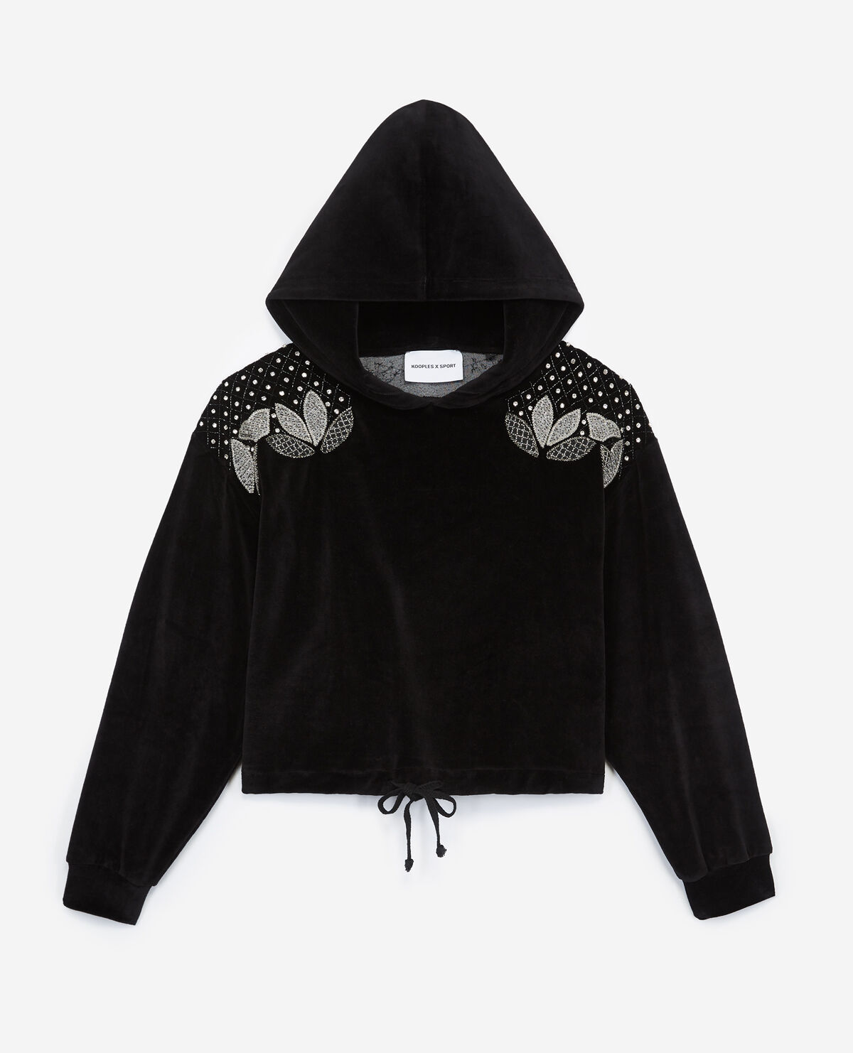 Black hoodie with rhinestone embroidery The Kooples
