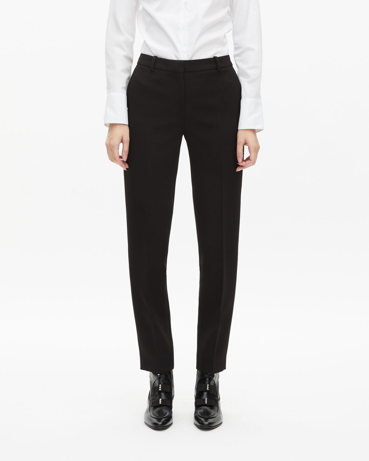 The Kooples WOMEN BLACK black crepe suit pants straight tailored cut