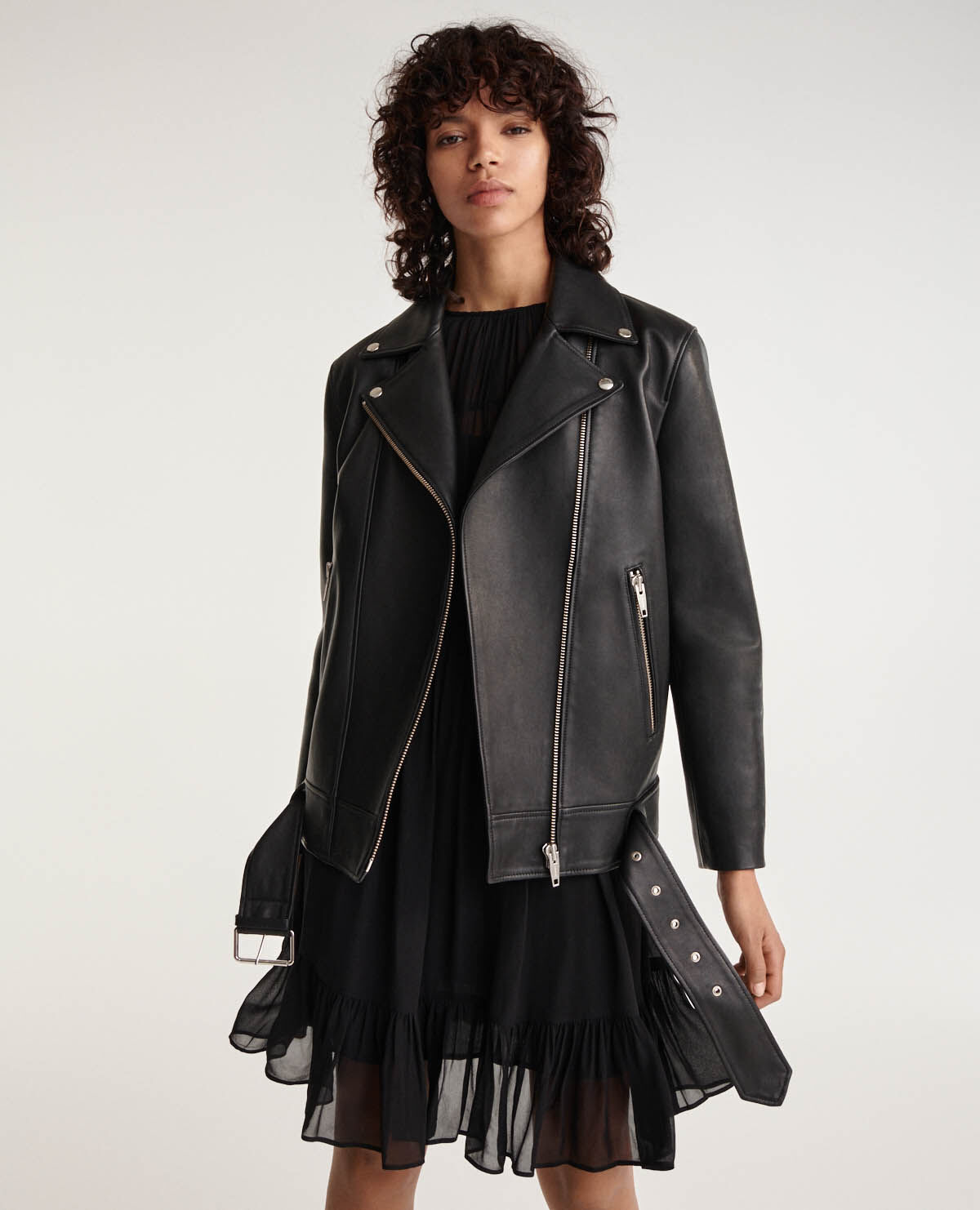 Veste en cuir online oversize noir