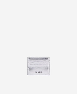 The Kooples MUJER SILVER tarjetero de piel plateada blason