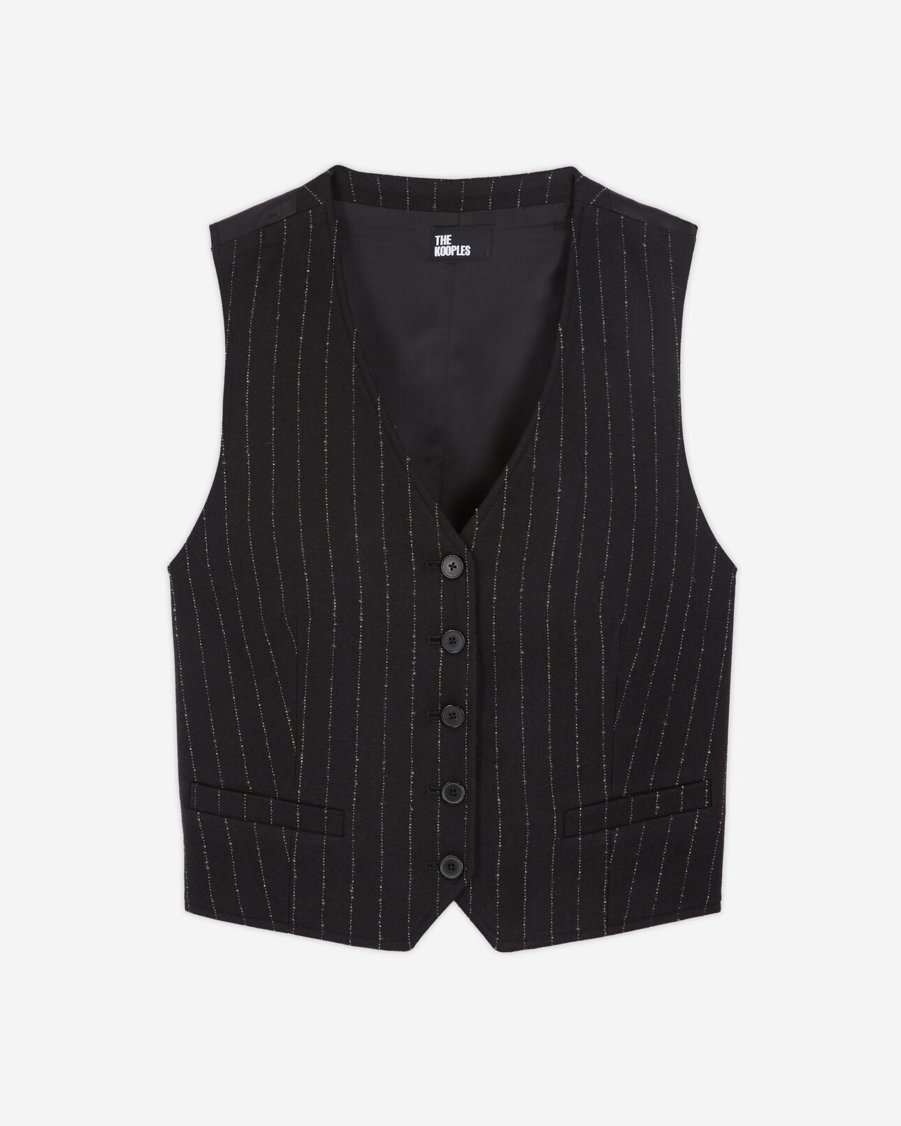 The Kooples WOMEN BLACK WHITE striped wool suit vest