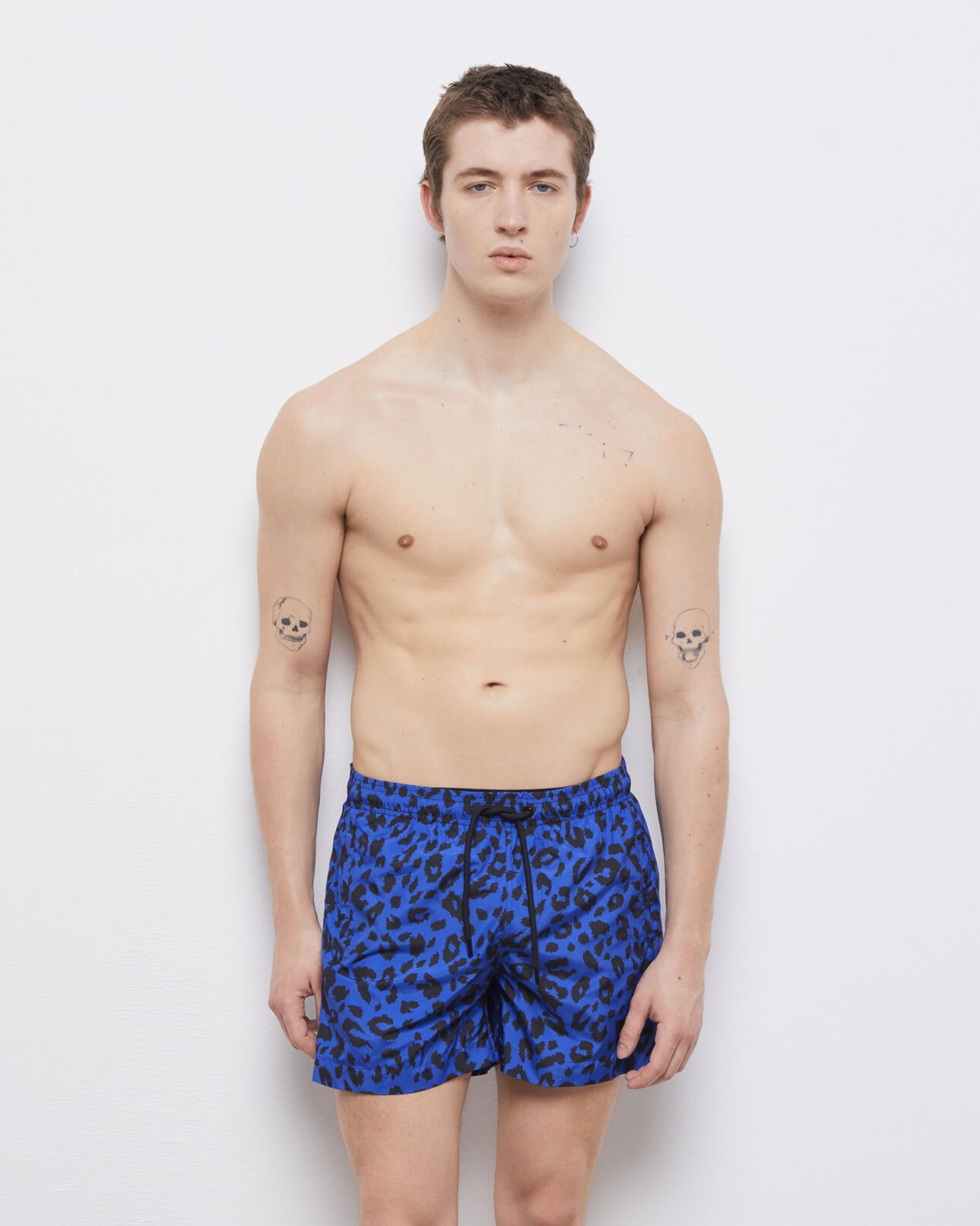 The Kooples MEN BLUE ELECTRIC blue leopard print swimsuit