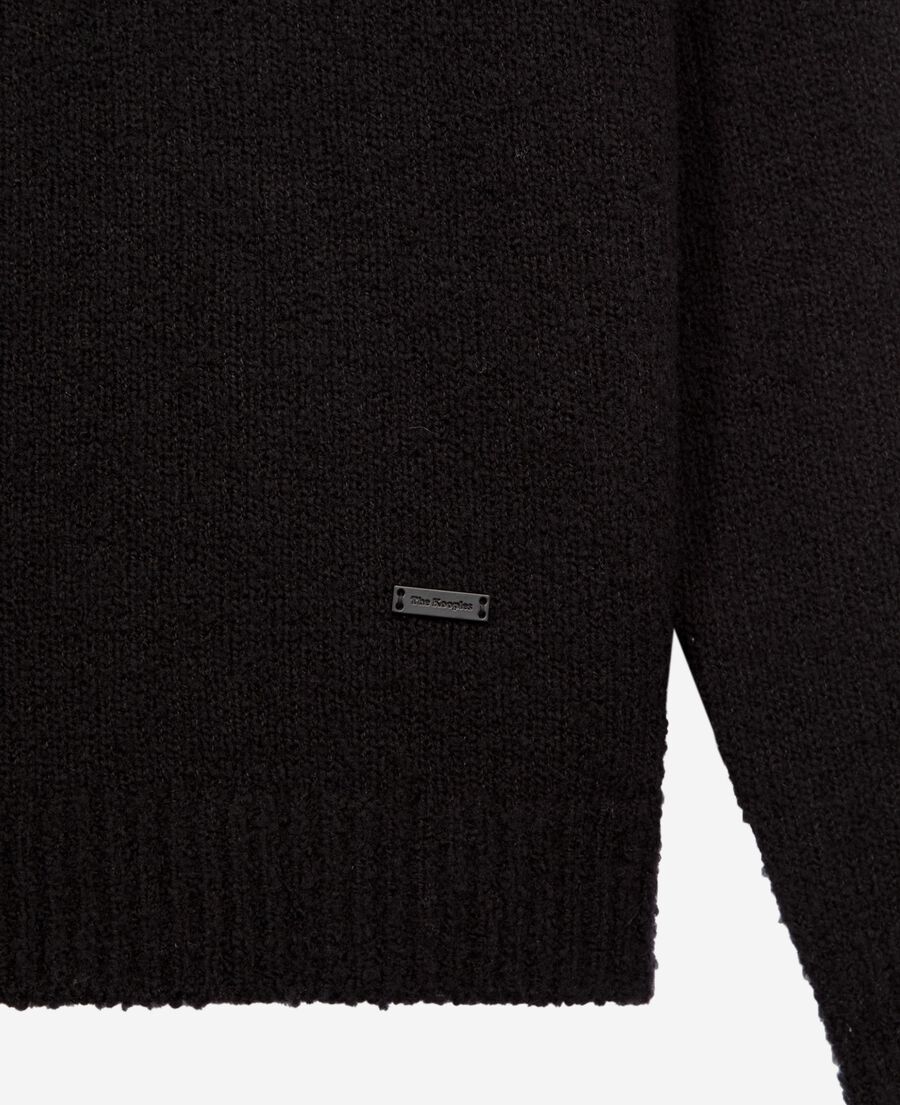 The Kooples MEN BLACK black wool tunisian collar sweater
