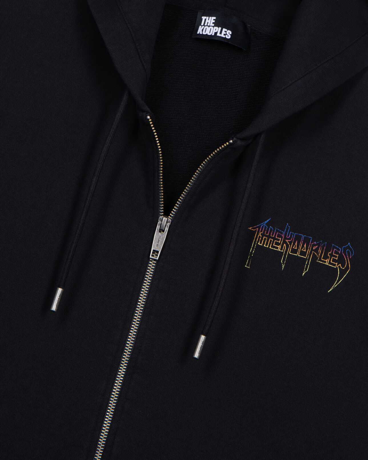 The Kooples MEN BLACK WASHED hooded sweatshirt with black screen print