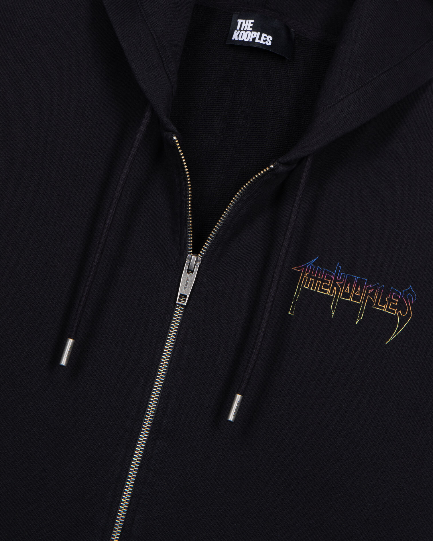 Hooded sweatshirt with black screen print, BLACK WASHED, hi-res image number null