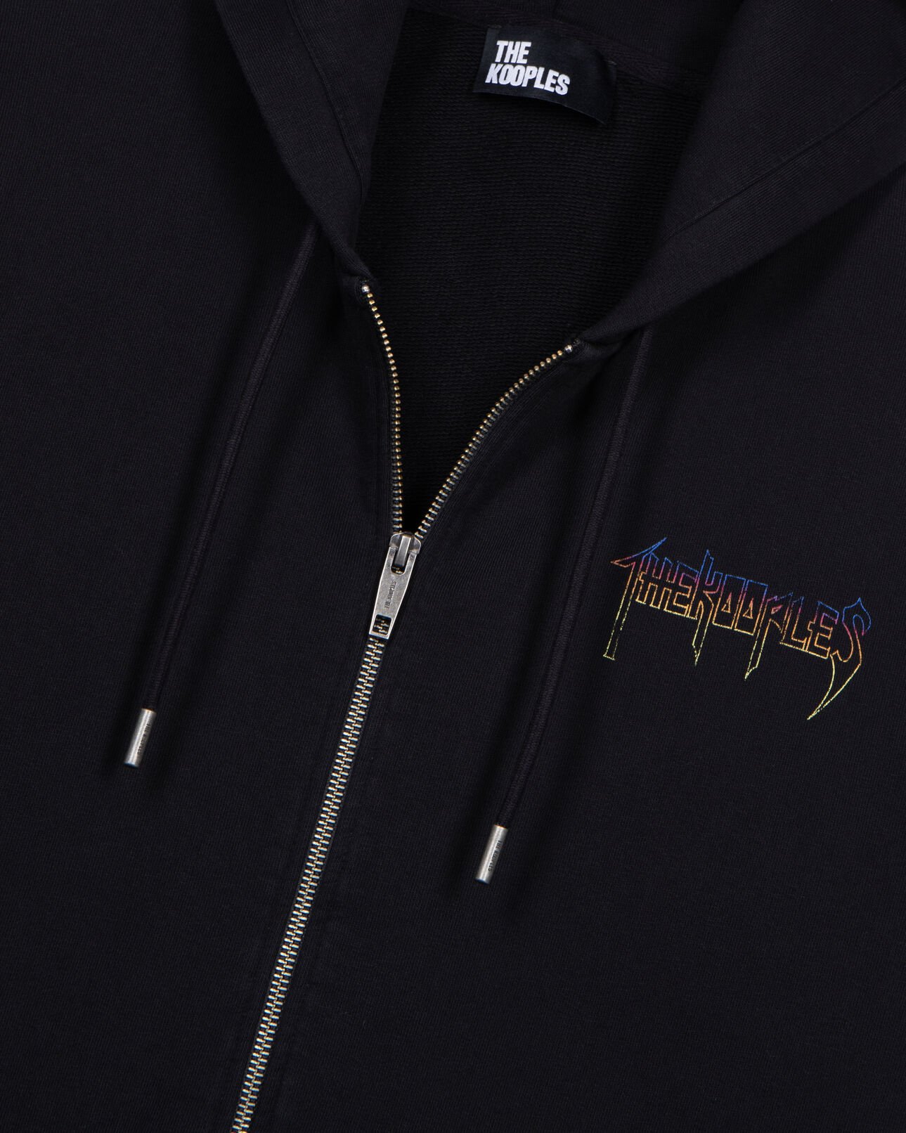 The Kooples HOMBRE BLACK WASHED sudadera con capucha y serigrafía negra