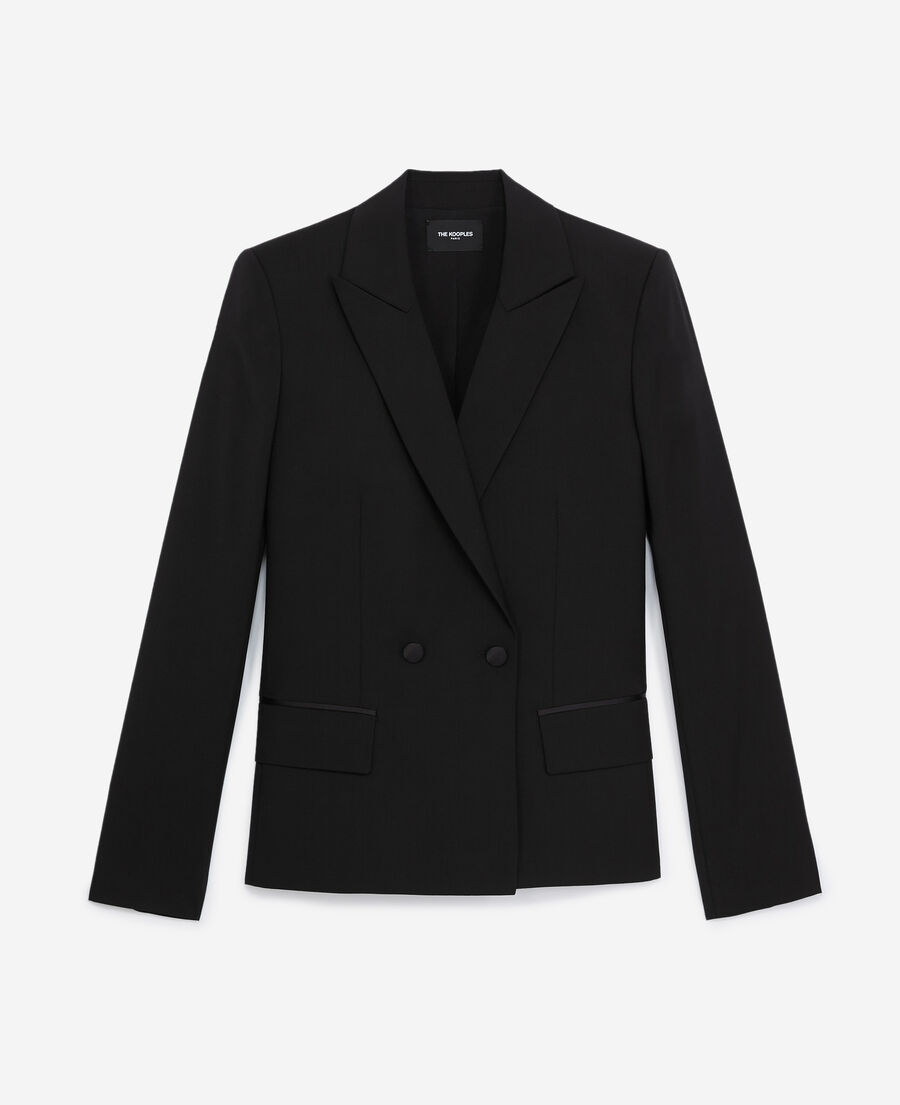 chaqueta lana negra doble botonadura