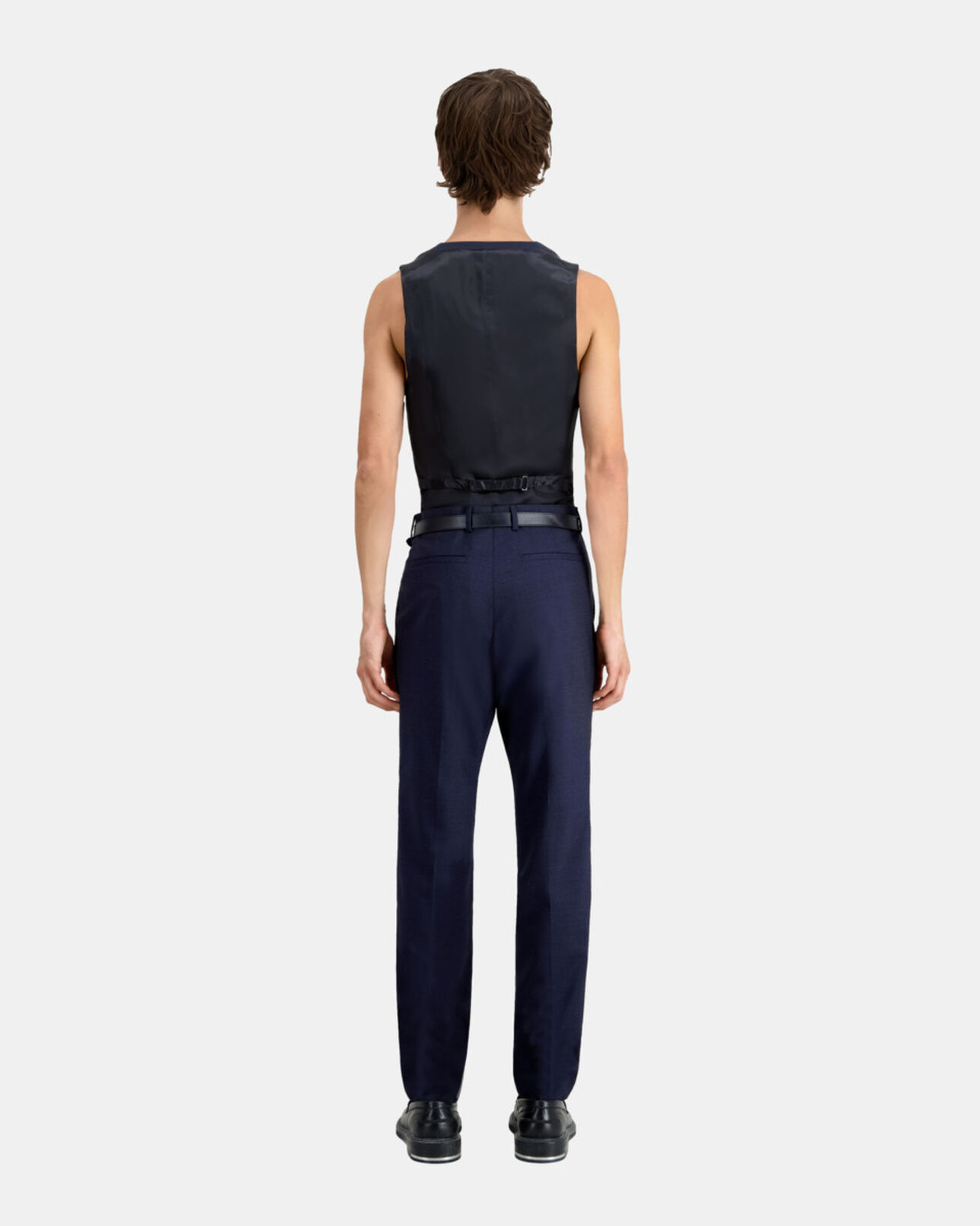 The Kooples HOMME NAVY / BLACK pantalon de costume bleu marine en laine à micro motifs