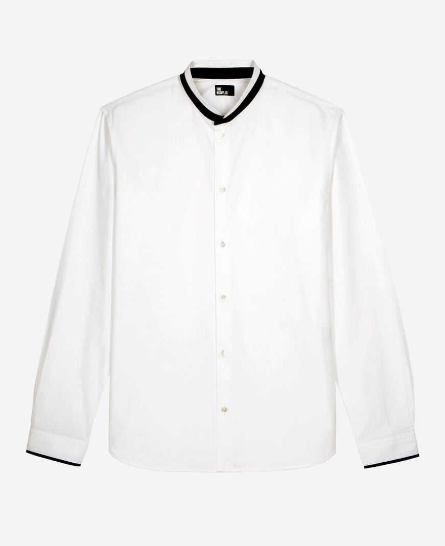 The Kooples MEN WHITE white formal shirt with officer collar