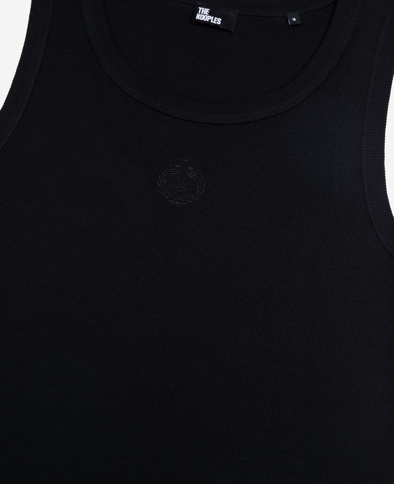 The Kooples HOMBRE BLACK WASHED camiseta tirantes escudo bordado negra
