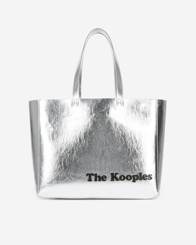 The Kooples FEMME SILVER sac cabas effet cuir argenté