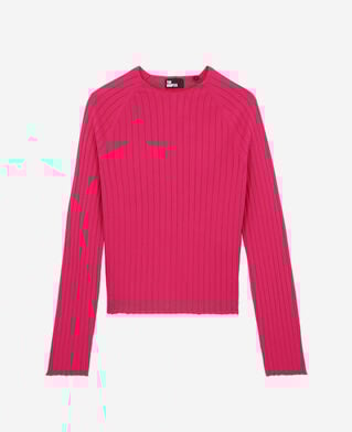 The Kooples DAMEN RASPBERRY fuchsienroter pullover mit gerippten details