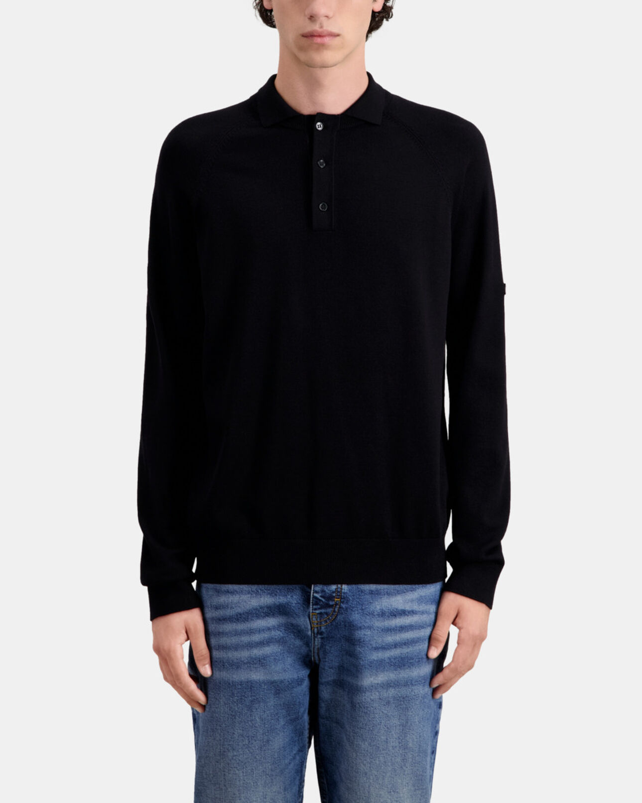 The Kooples HOMME BLACK polo noir en maille