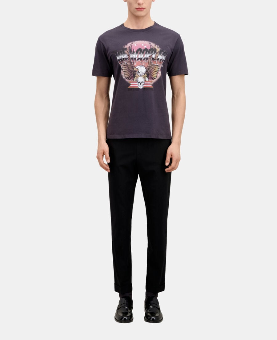 The Kooples HERREN CARBONE carbongraues t-shirt mit rock eagle-siebdruck