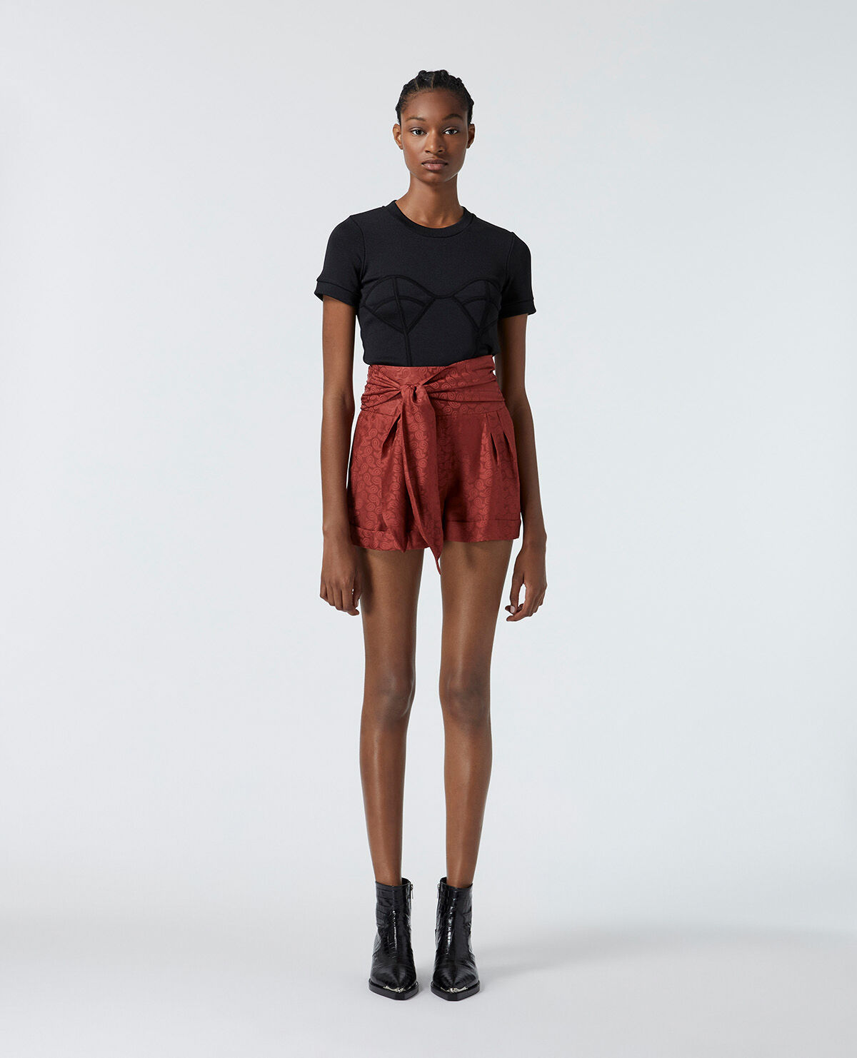 Pink tie waist shorts sales