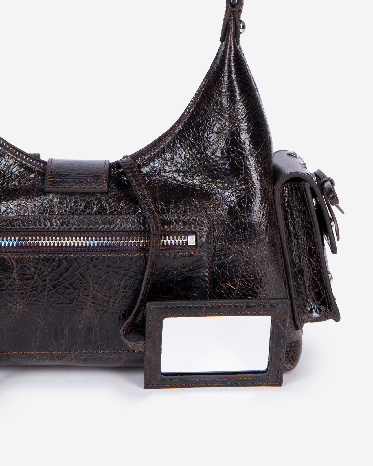 The Kooples DAMEN BROWN braune amelia tasche aus leder mit nieten